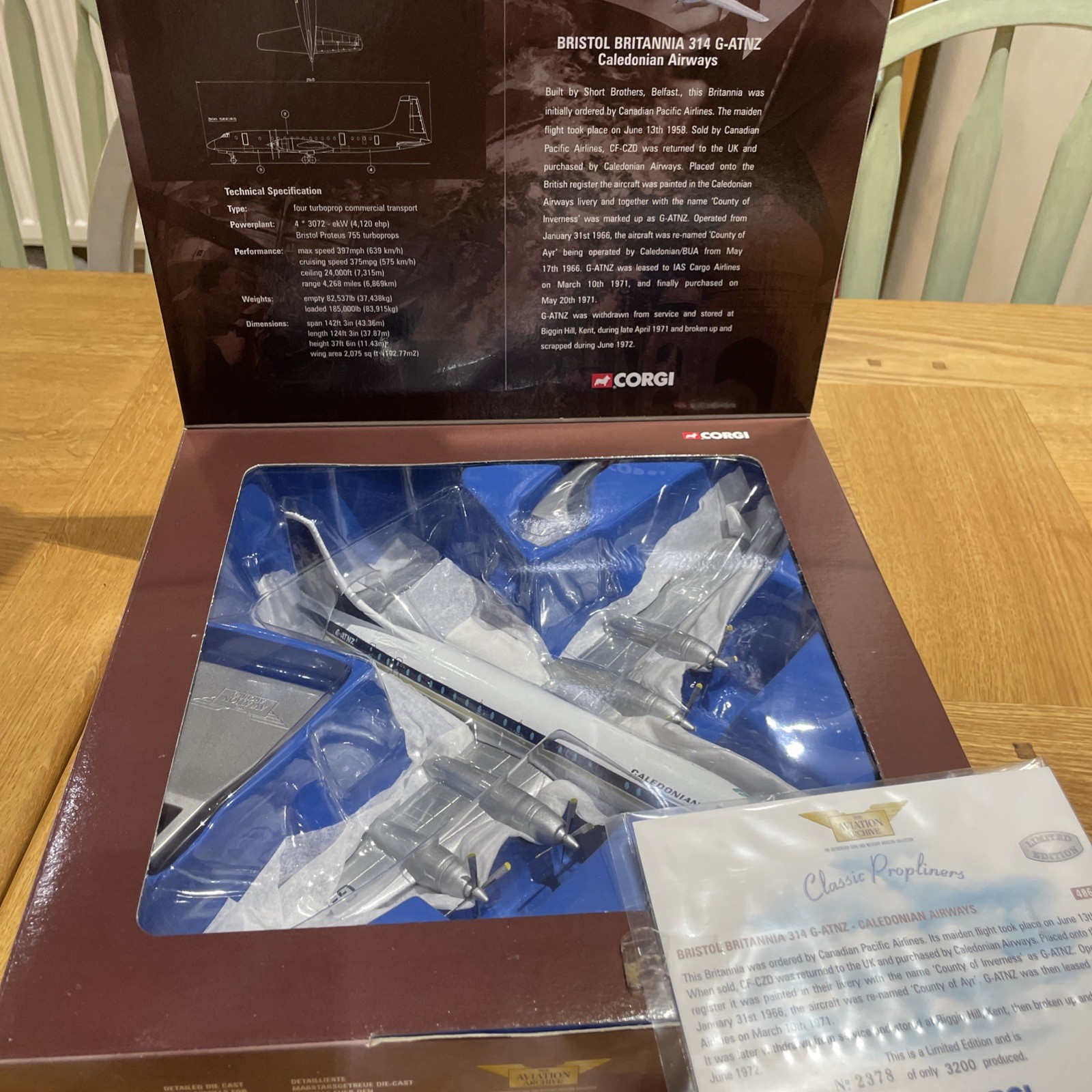 Corgi 48605 Bristol Britannia 314 G-ATNZ Caledonian Airways 1:144 Diecast Boxed.