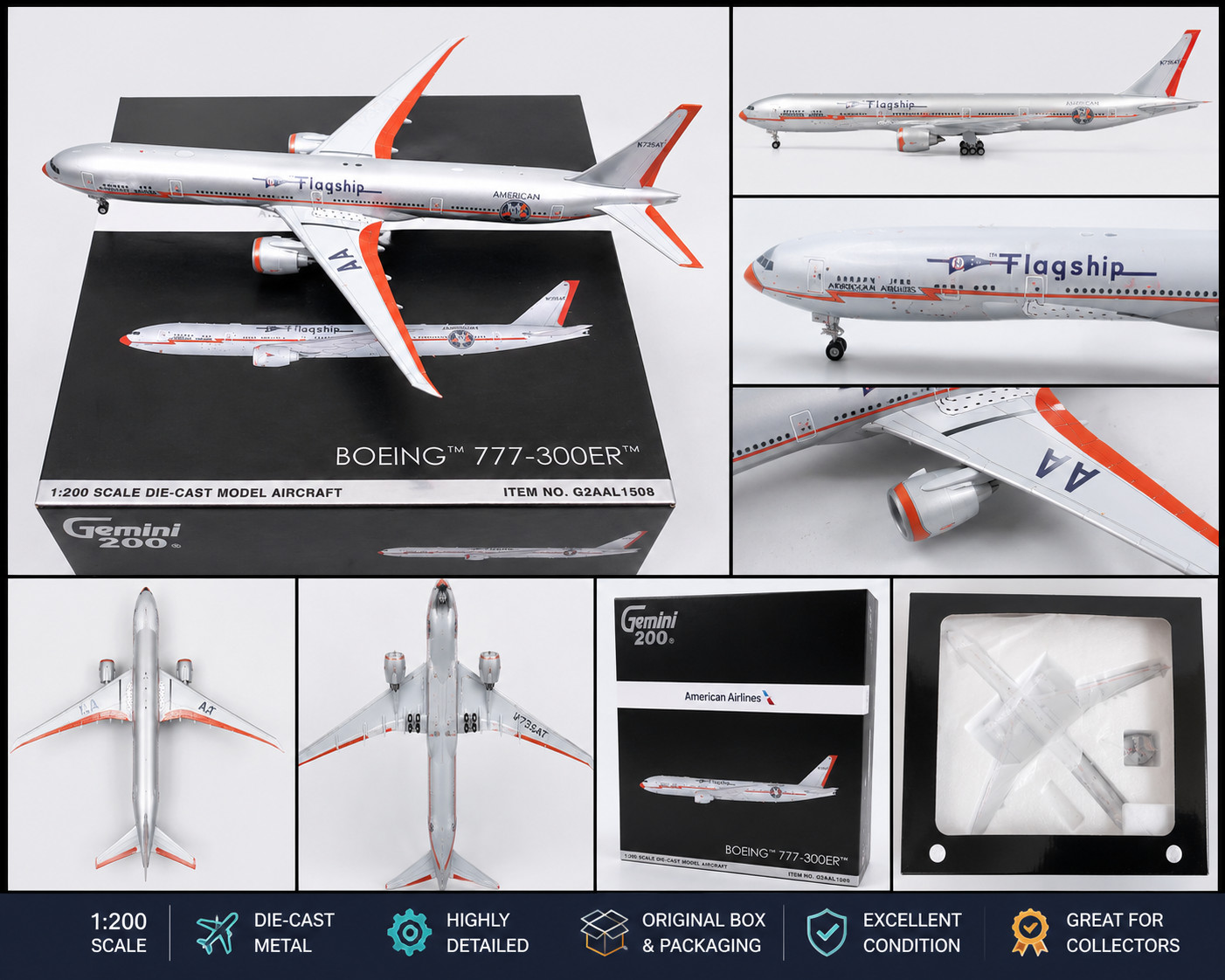 Gemini Jets 1:200 American Airlines 777-300ER Flagship DFW G2AAL1508 IN STOCK