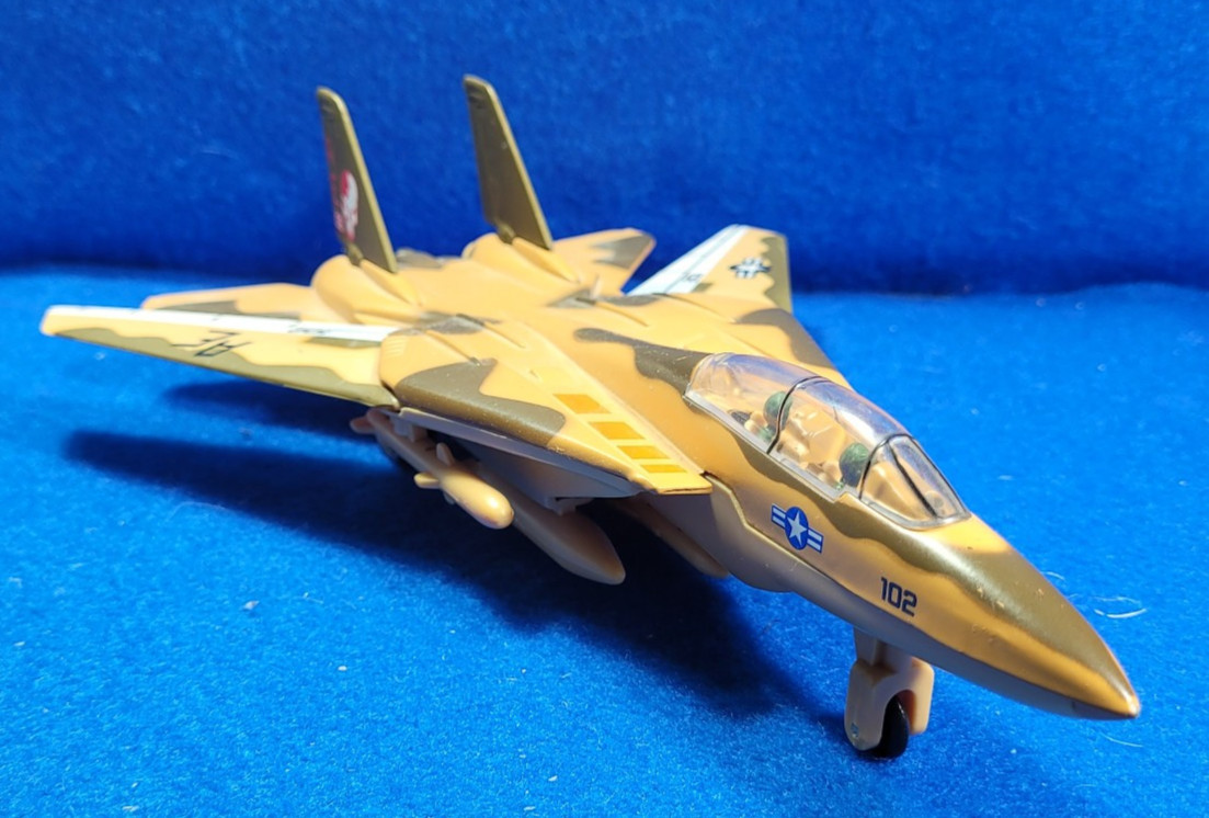 Grumman F-14A Tomcat 10″ Pullback Toy Jet Desert Camo Works Die-Cast Plastic