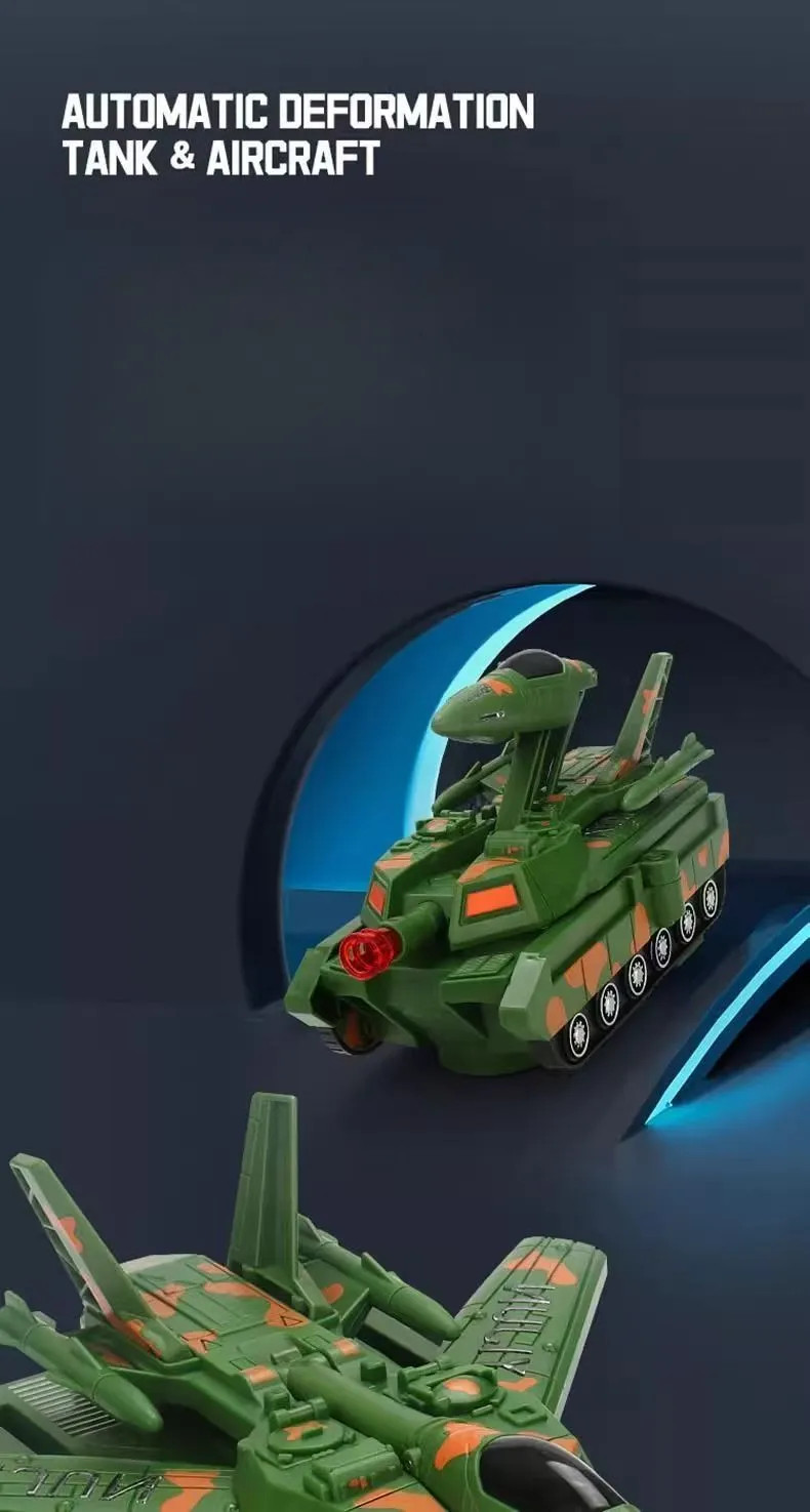 Wanxiang Auto-Transforming Aircraft Tank Toy with Music and Lights – Fighter Jet