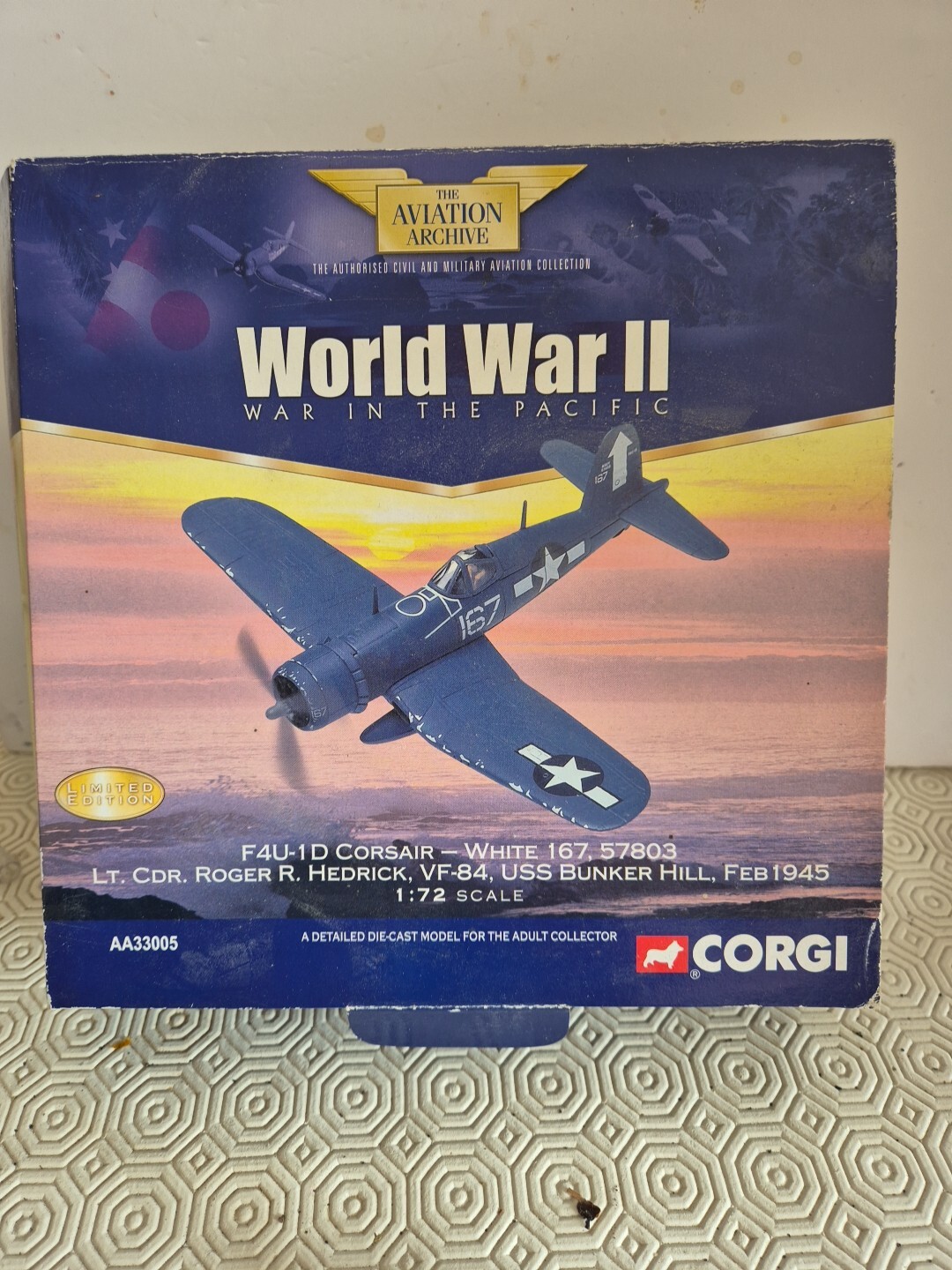 Corgi 1/72~ AA33005 F4U-1D ~Corsair White 167 Cdr Roger Hedrick~ USS Bunker Hil