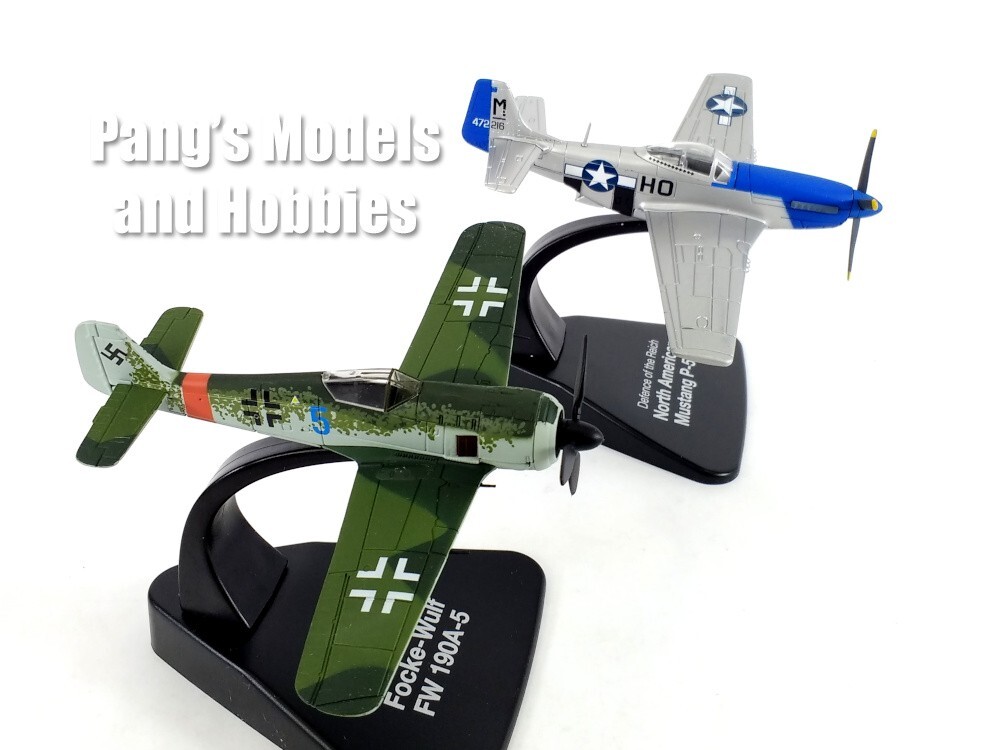 Set of 2: P-51 Mustang vs Fw-190 Würger Shrike 1/72 Scale Model