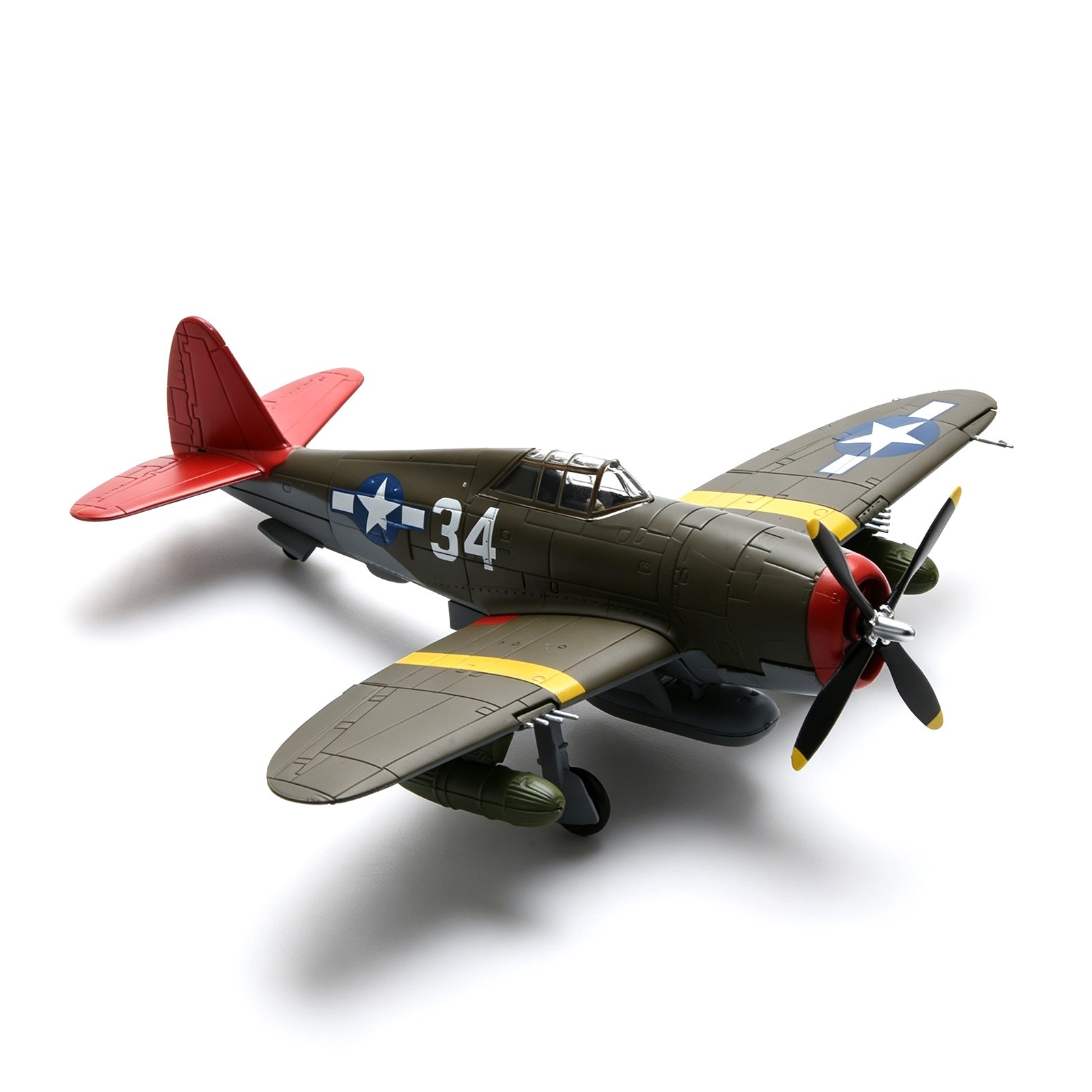 USAAF P-47D Thunderbolt Fighter Diecast Model 1/72 Olive Paint Red Nose Display