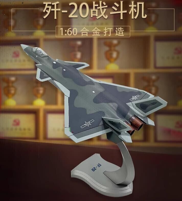 1:60 35CM J-20 Stealth Fighter Plane Diecast Airplane Military Aircraft Model