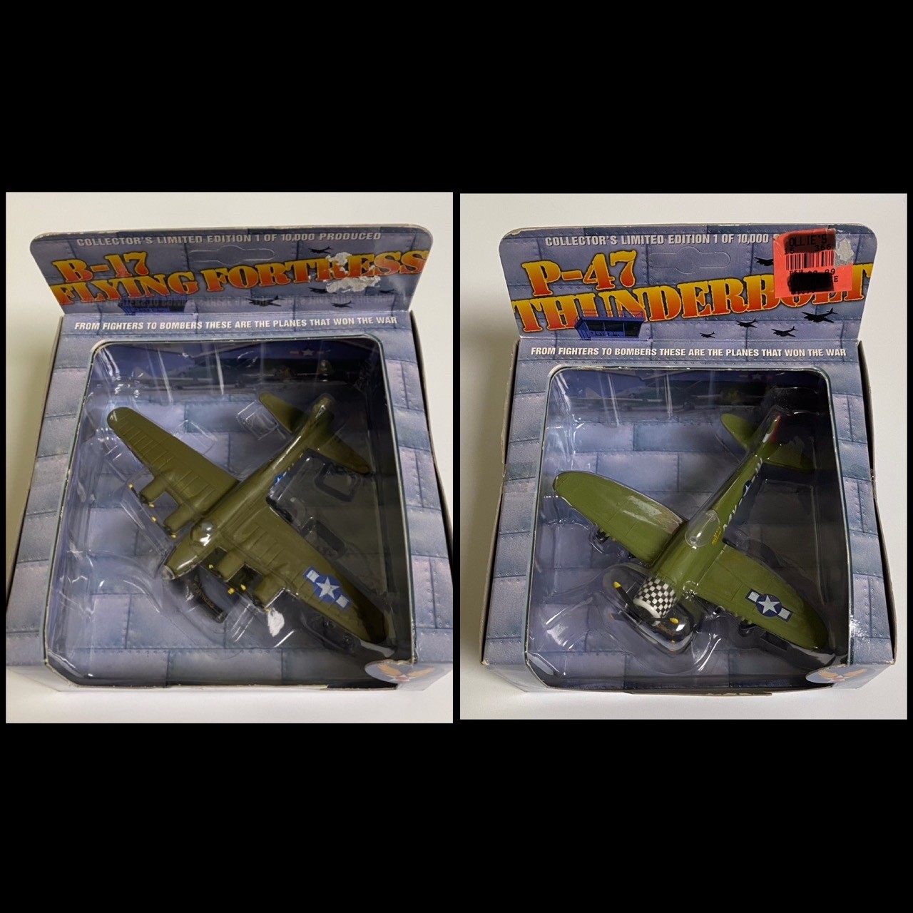 Vtg 2 Diecast Flying Champions P-17 FLYING FORTRESS &P-47 THUNDERBIRD Limited Ed