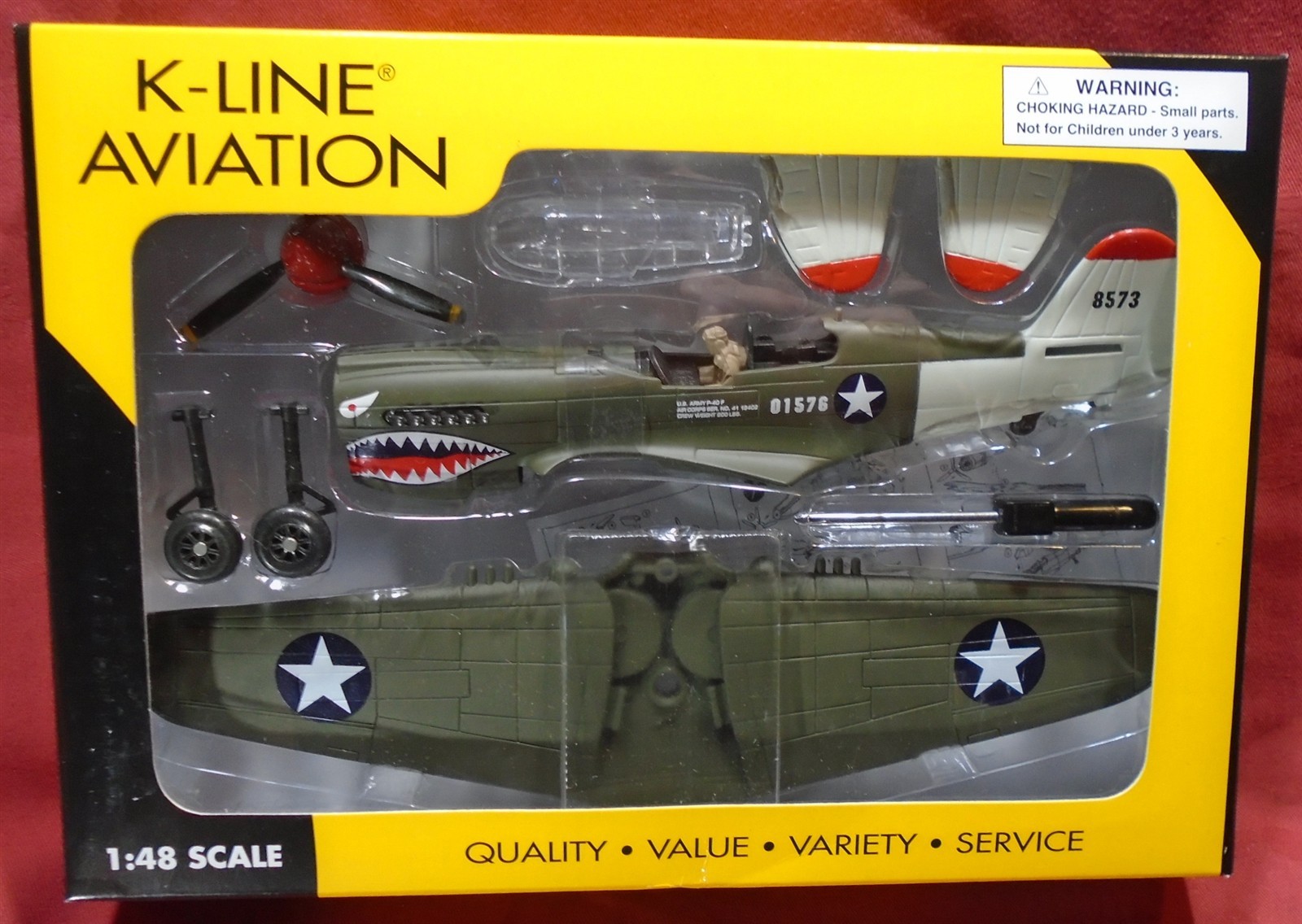 K-Line Aviation O Scale 1:48 P40E Warhawk “Flying Tigers” Fighter K‑40225