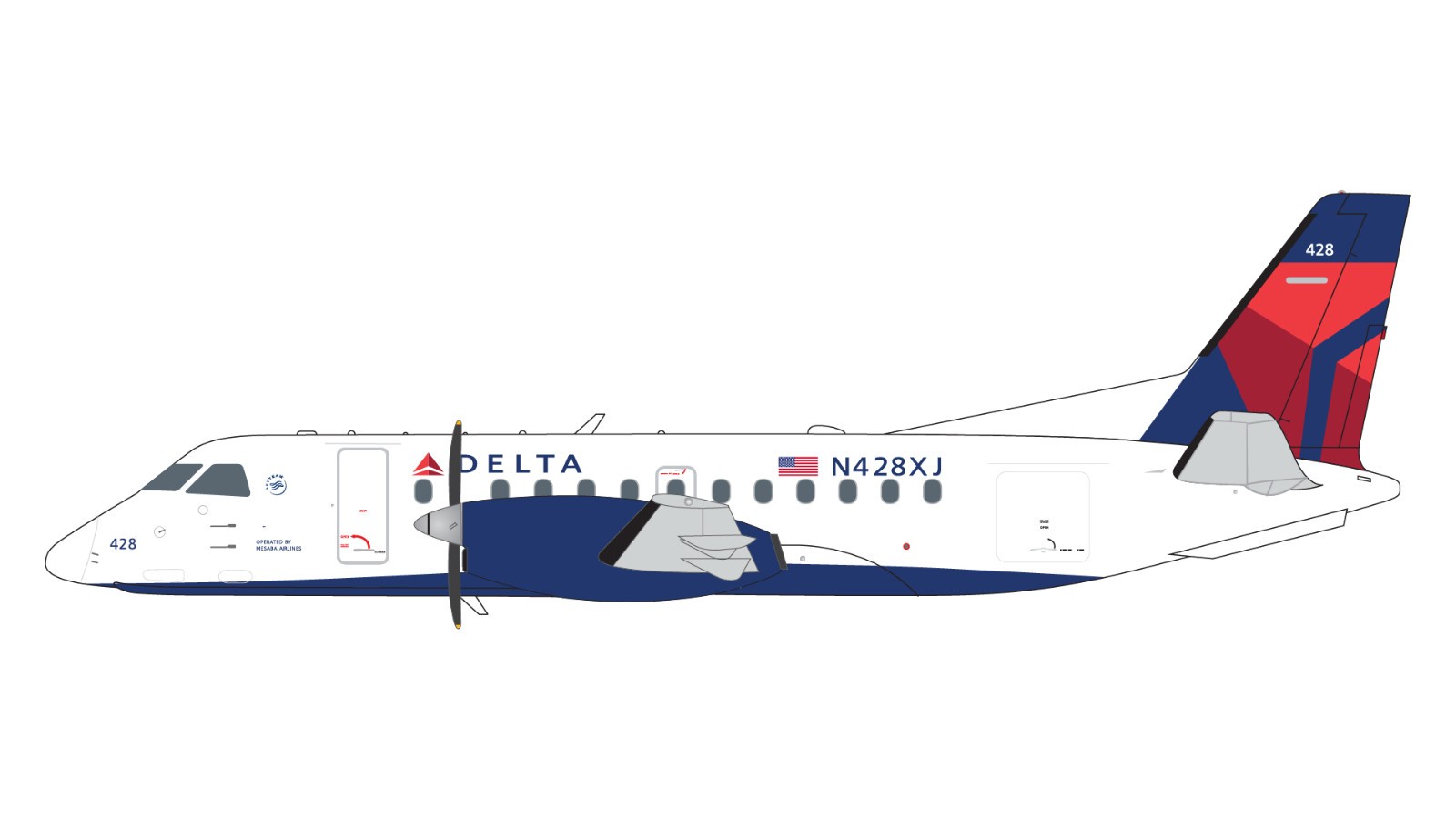 Gemini Jets 1:200 Delta Connection Saab 340B N428XJ G2DAL1340 IN STOCK