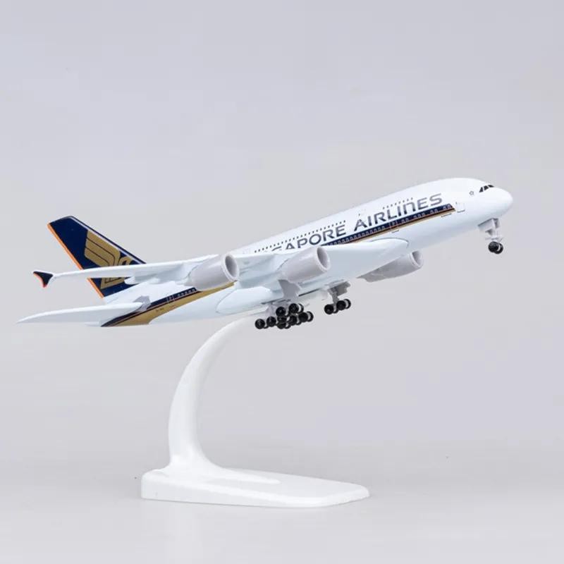 20cm A380 Singapore Airlines Metal Plane Toy Miniature Alloy Aircraft Model