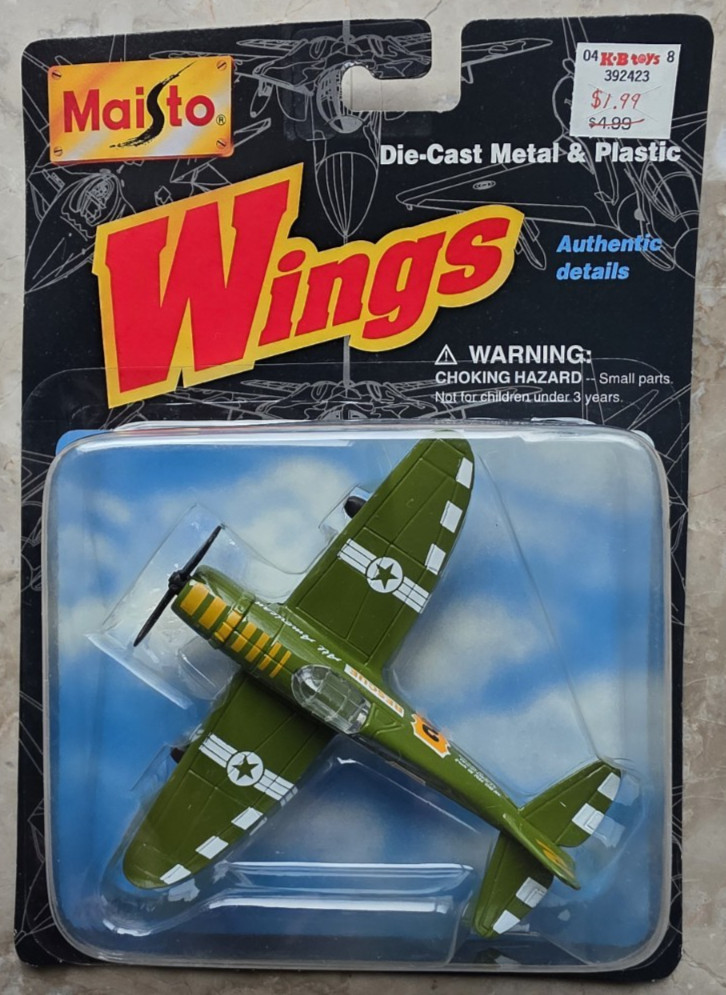 Vintage New 1996 Maisto Wings Diecast Republic P-47D Thunderbolt WWII Fighter