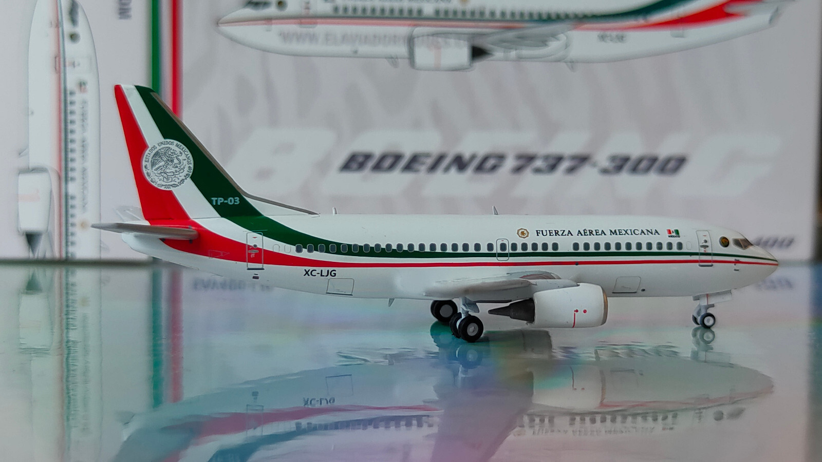 Rare Boeing 737 300 Fuerza Aerea Mexicana Tp-03 Fam Xc-ljg 1:400 Mexico