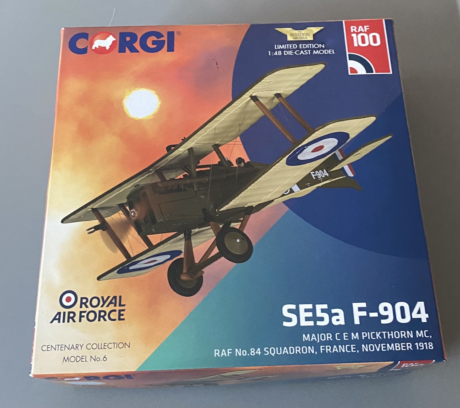 Corgi SE5a F-904 Major Pickthorn MC RAF No.84 Squadron 1/48 Model Plane 125 1000