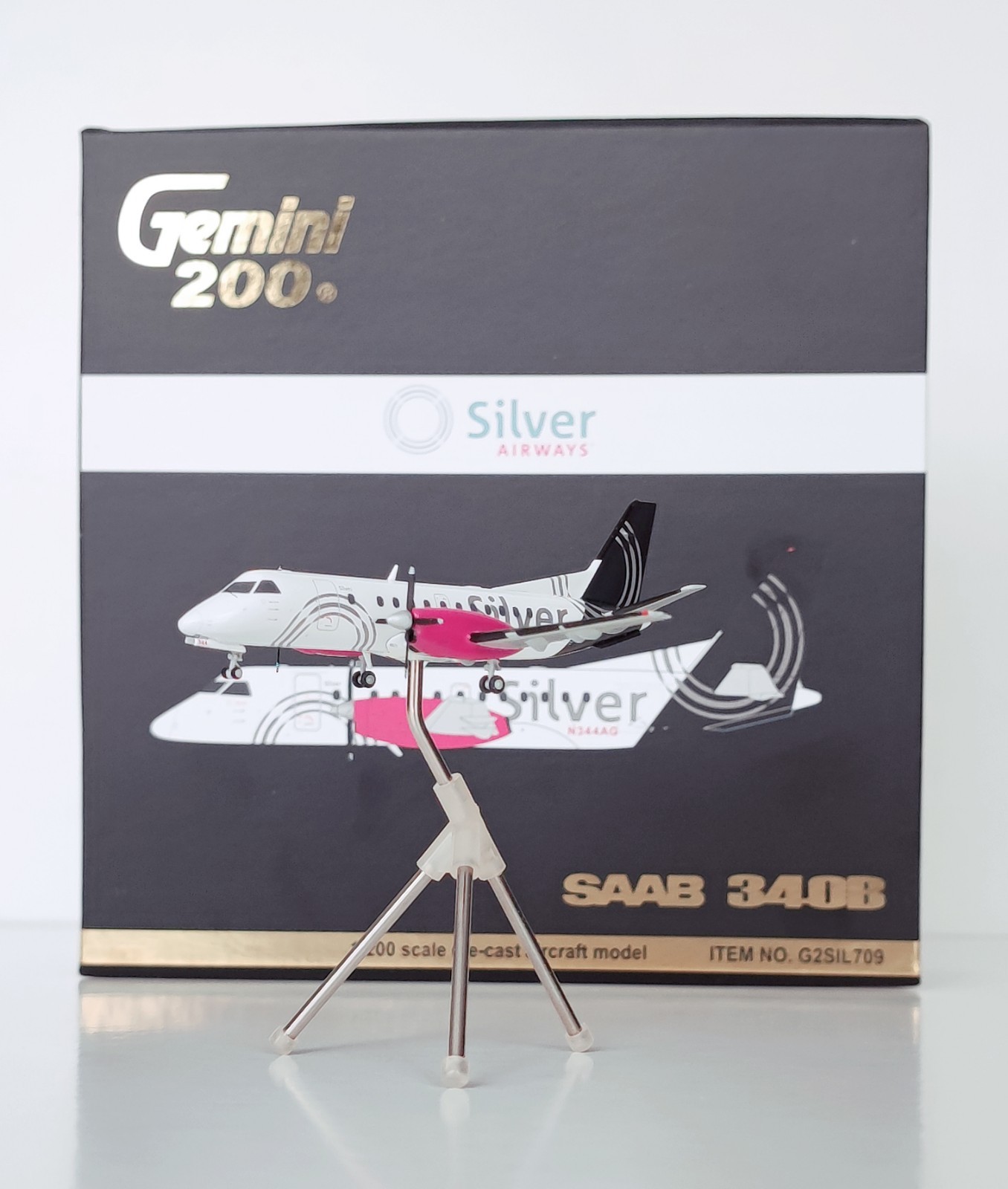 Gemini 200 SILVER AIRWAYS Saab340B. Reg: N344AG. Item #: G2SIL709. “NEW”