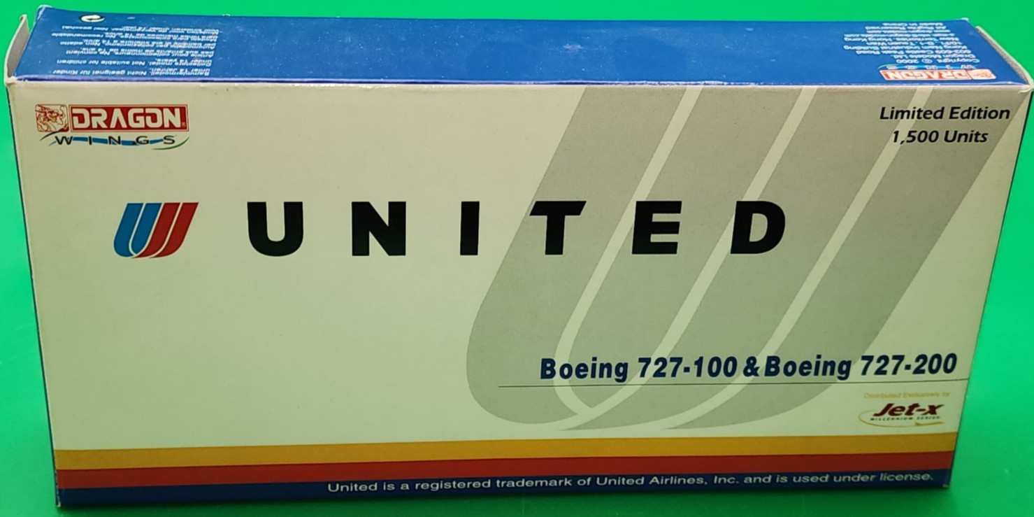 Jet-X Dragon Diecast Airliner JX043 United Boeing 727-100 & 727-200 2pk LE