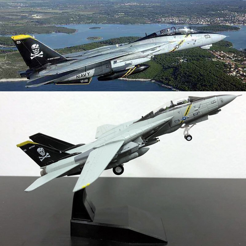 1:100 Scale Alloy Diecast Military Model Grumman F-14 Tomcat Fighter Aircraft