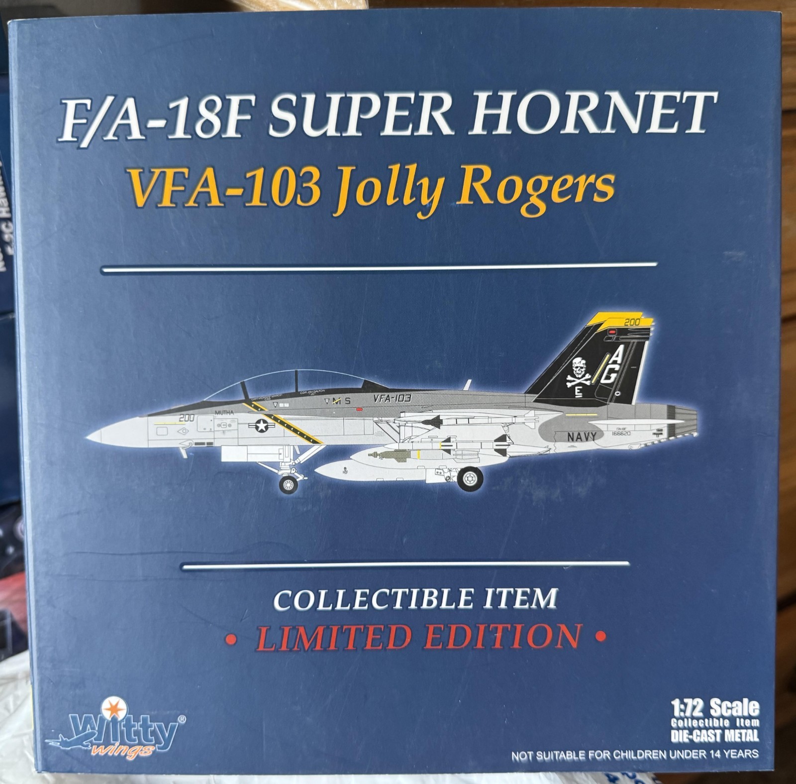 Used with issues and display stand 1-72 Witty Wings F-18F VFA-103 Jolly Rogers