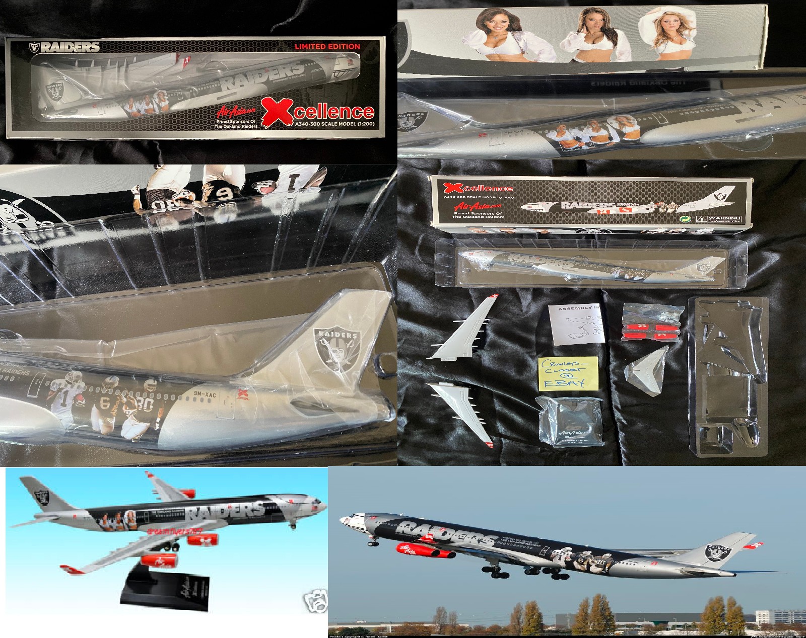 NEW *Limited* Raiders Air Asia A340-300 1:200 Scale Team Plane Model Hogan Wings