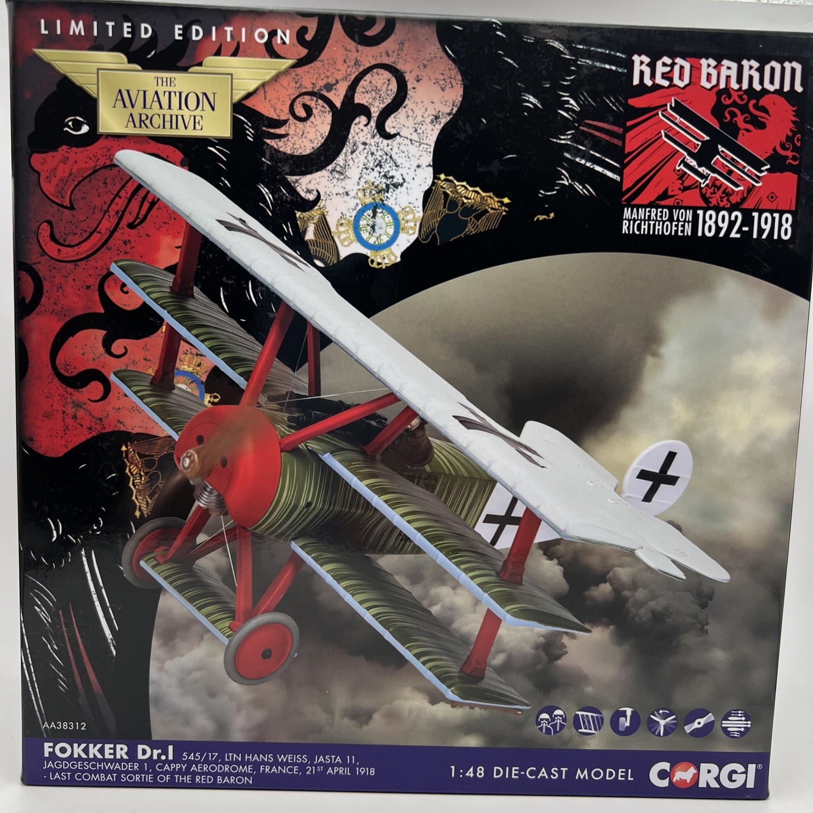 Corgi AA38312 1:48 Fokker DR.1 Triplane 545/17 Ltn Hans Weiss Jasta 11 France 18