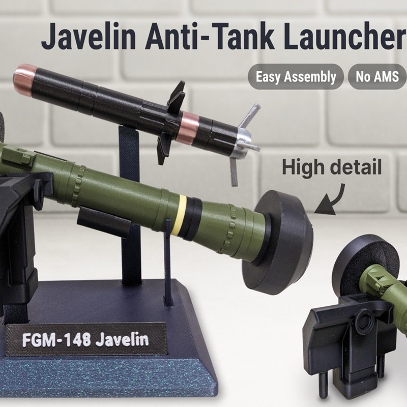 3D Printed 1:8 US Army FGM-148 Javelin (ATGM) Missile Model Military Collection