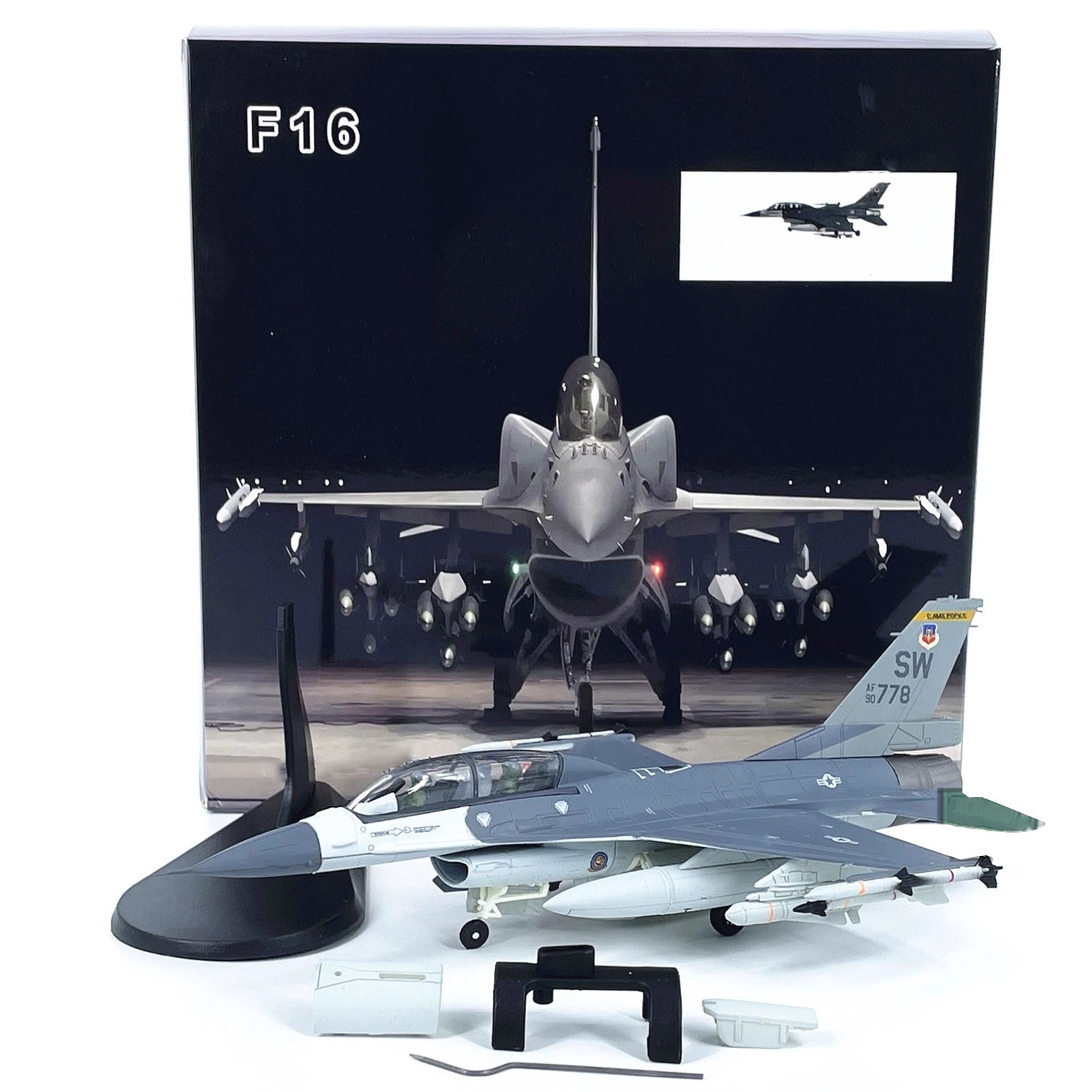 F-16D Fighter Jet Aircraft Model 1/72 Scale For US Air Force Alloy Diecast 21cm