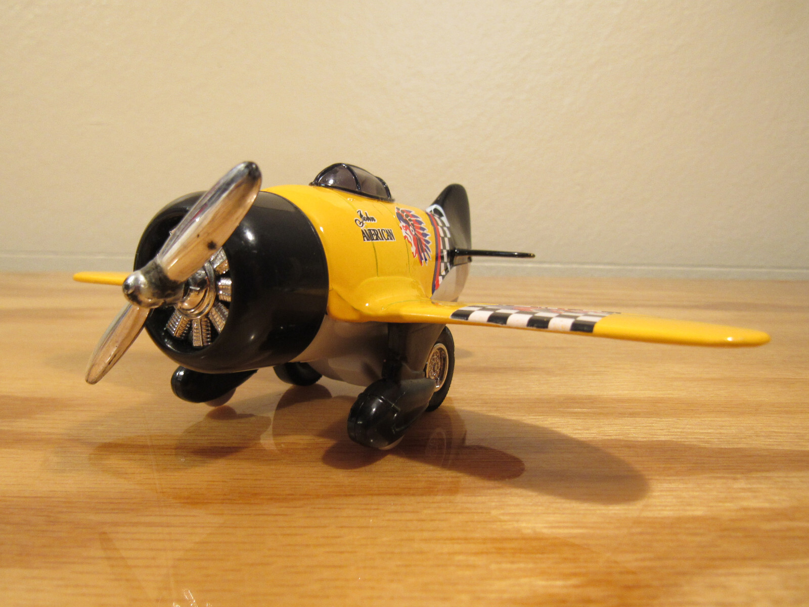 Diecast John American Prop Plane Pullback Friction PMT Holdings Spitfire Yellow