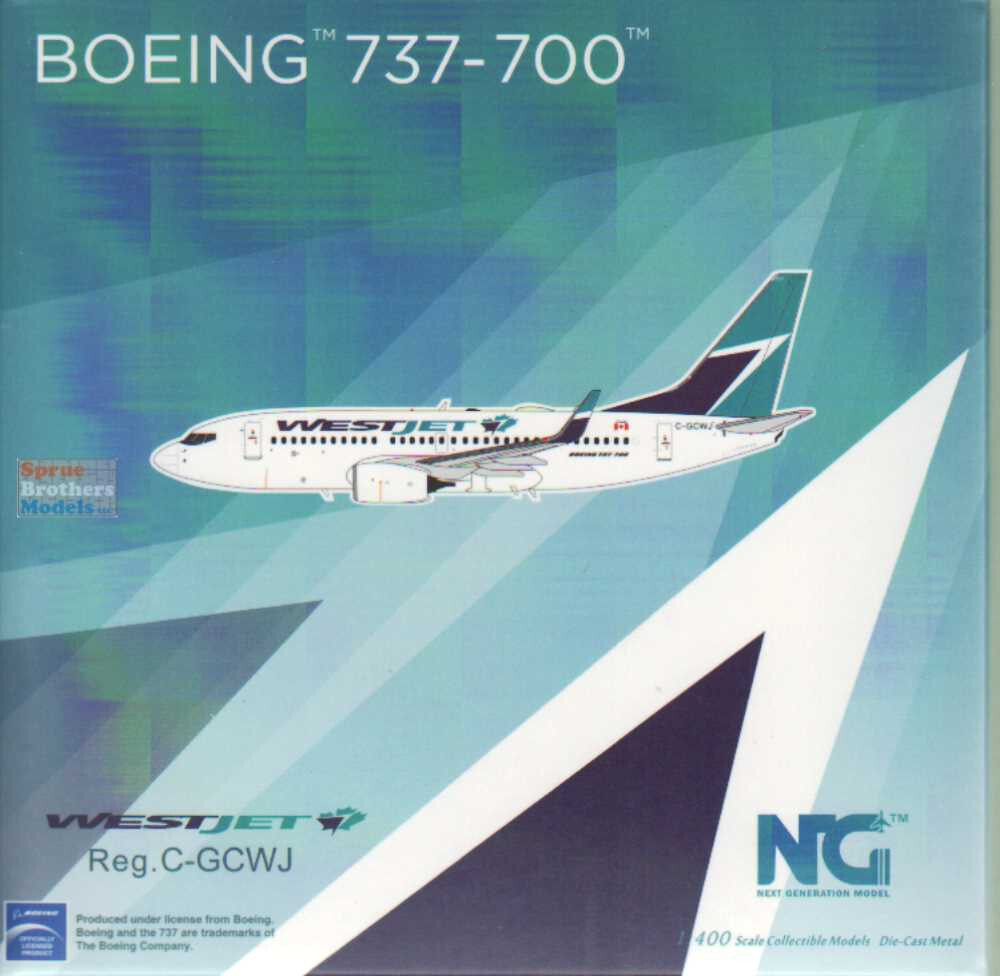 NGM77038 1:400 NG Model WestJet B737-700 Reg #C-GCWJ (pre-painted/pre-built)
