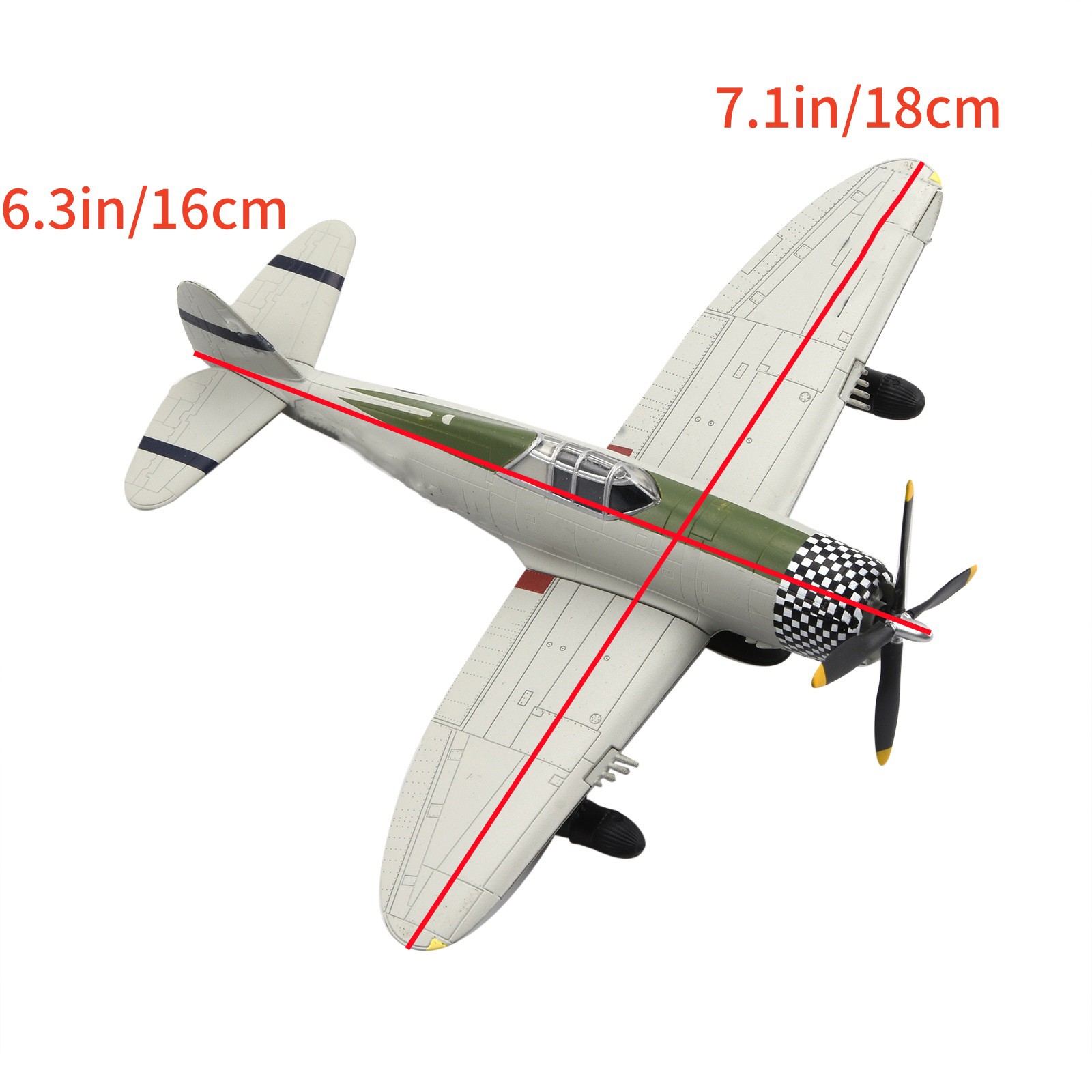 1:72 Diecast Republic P-47D Thunderbolt Model With Stand WWII USAAF Fighter