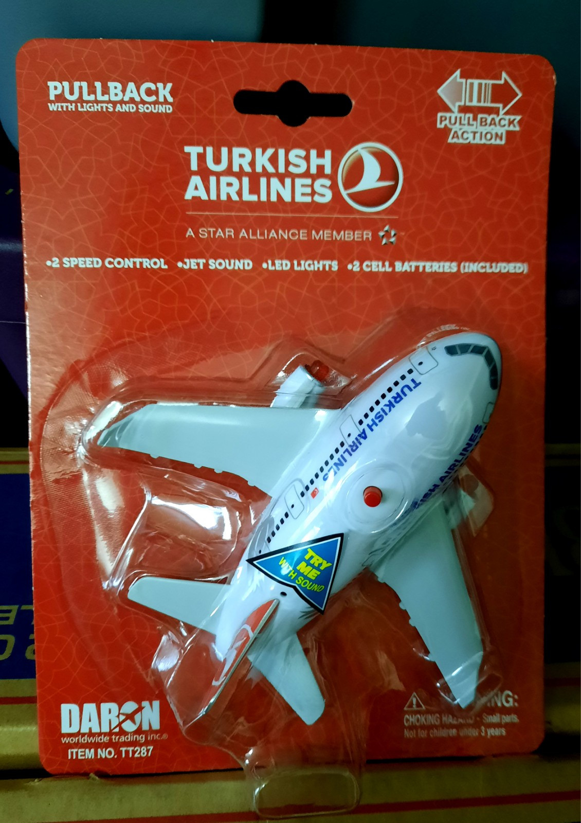 Daron AVIÓN TURKISH AIRLINES Pullback Toy Lights Jet Sound MINT Airport Kids