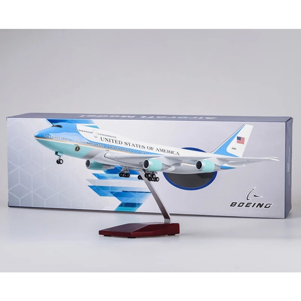 1/150 Air Force One Boeing 747 Airplane Model W/ Landing Gear Voice Control Lamp