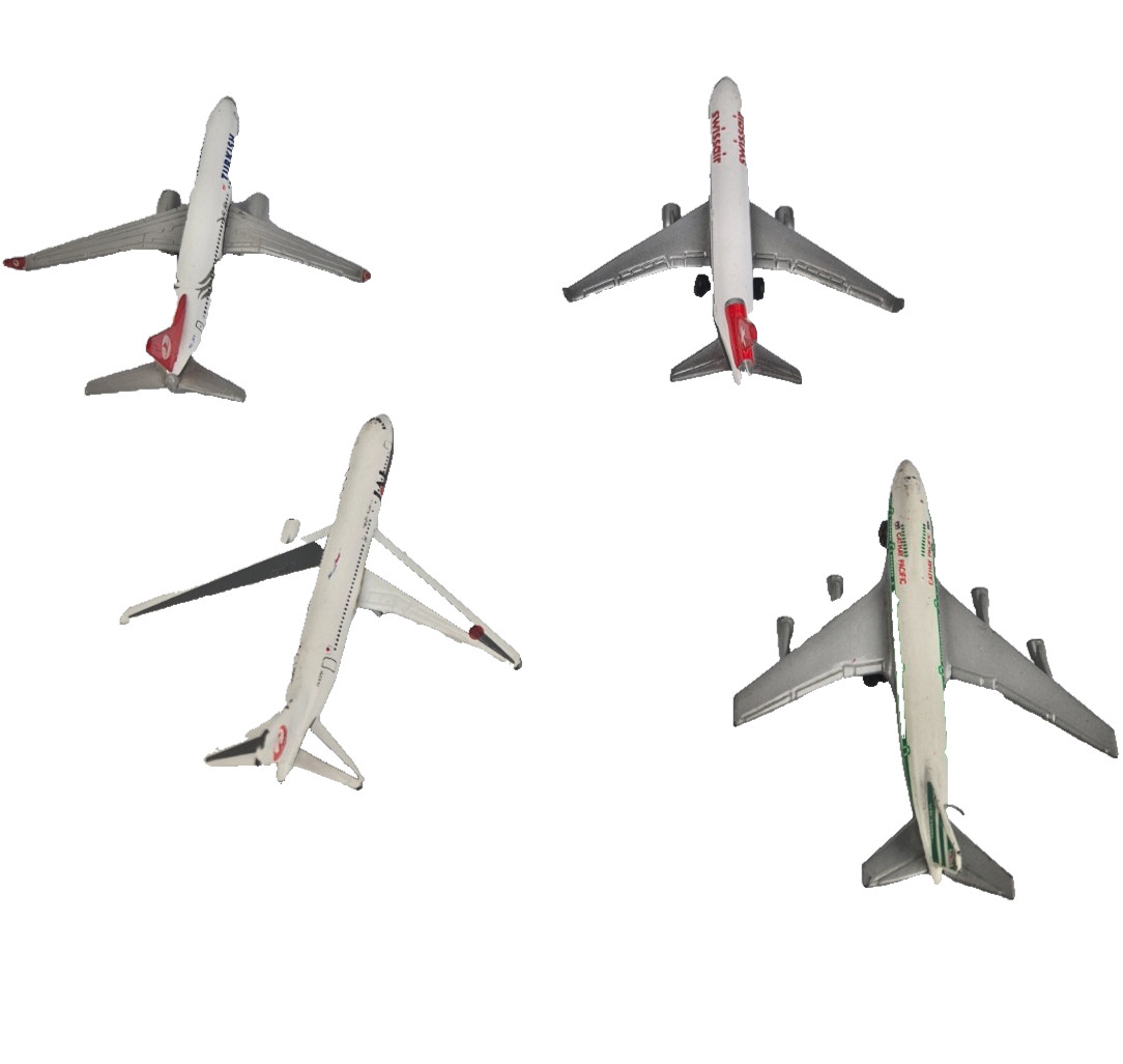 Job Lot 4x Airplane Schabak Model Swissair JAL Cathay Turkish Jet White Unboxed.