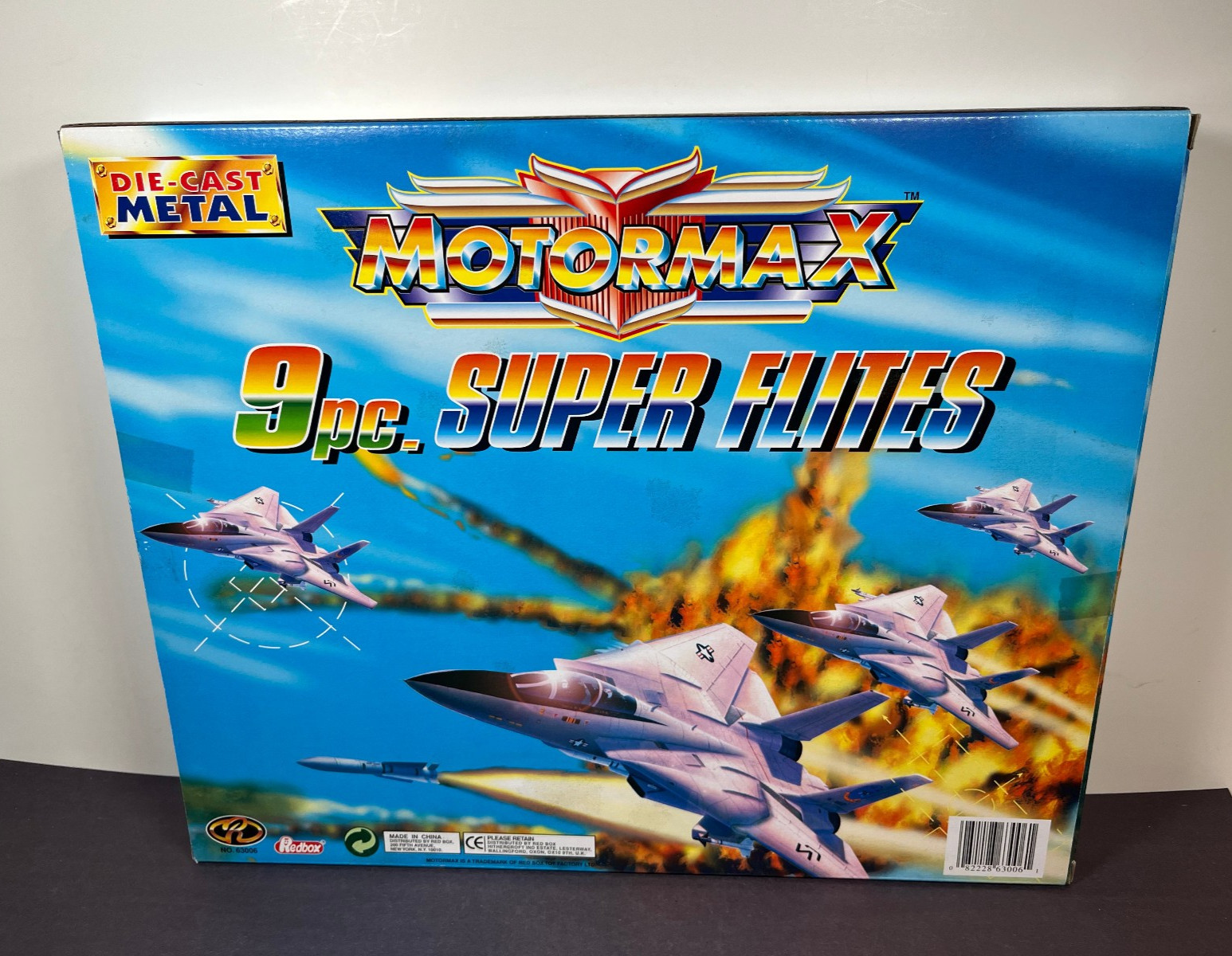 Motormax 9PC SUPER FLITES Jet Metal Die-cast Helicopter Plane Set 63006 RedBox