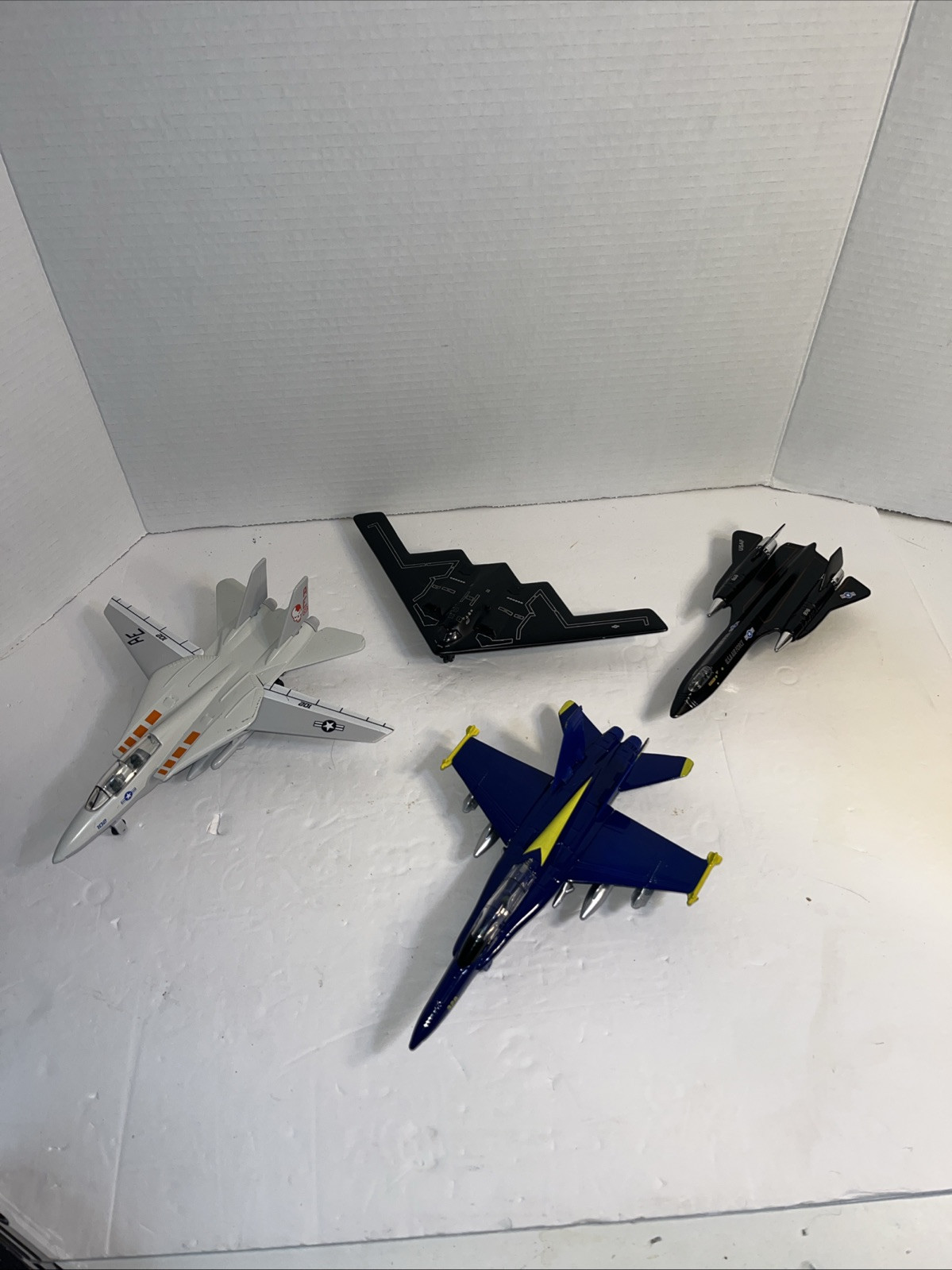 Diecast Blue Angles Toy Jets with Pullback Action , Set of 4 F-14 F-18 B-2 SR-71