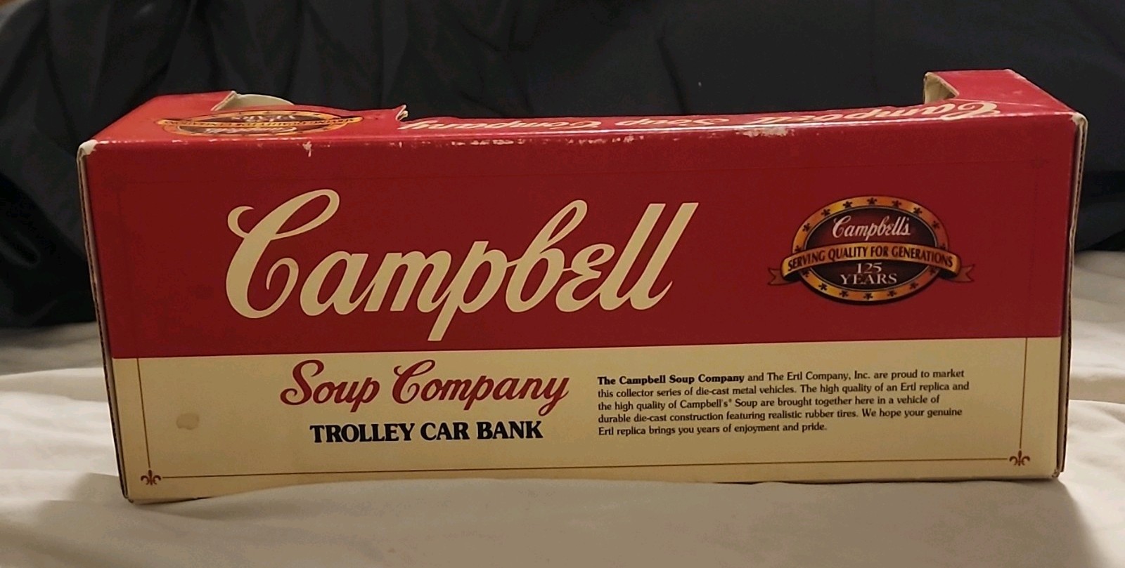 NEW ERTL COLLECTIBLES TROLLEY CAR BANK CAMPBELL’S SOUP COMPANY 125 YEARS