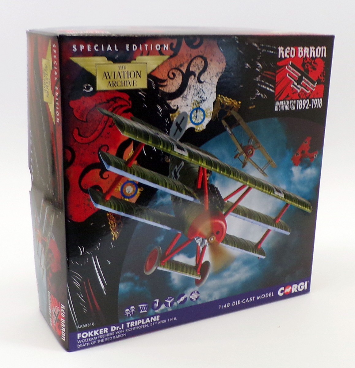 Corgi 1/48 Scale Aircraft AA38310 – Fokker DR1 Triplane – Death Of The Red Baron