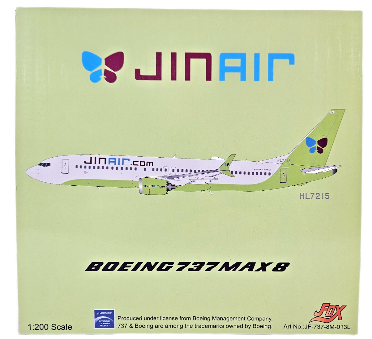 JFox Jin Air Boeing 737 MAX 8 HL7215 1:200 Die-cast Model JF-737-8M-013L Boxed.