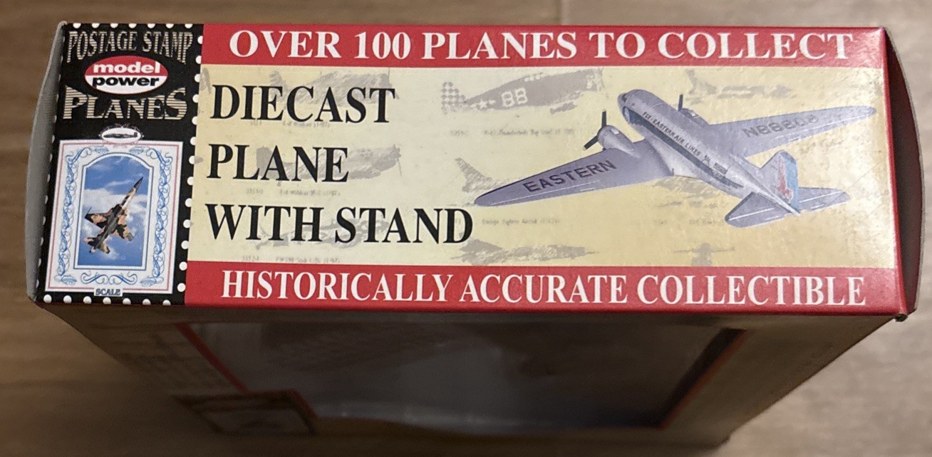 Model Power Postage Stamp Planes 5559 DC-3 Eastern Airlines Diecast W/ Stand