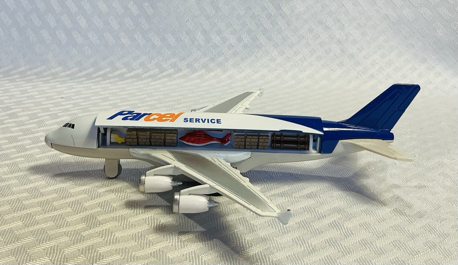 Cargo Airplane Plane Parcel Service Metal Toy 4 Engine Winglets Side Opening