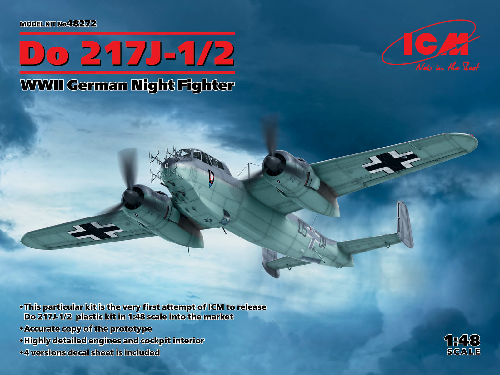Do 217J-1/2, WWII German Night Fighter 1:48 Plastic Model Kit ICM