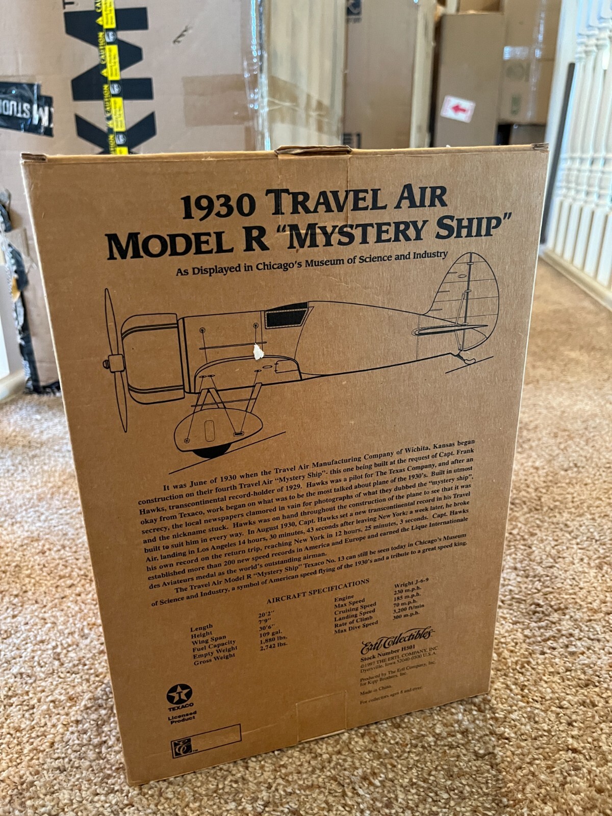 WINGS OF TEXACO 1930 Travel Air Model R Mystery Ship Die Cast Plane in BOX