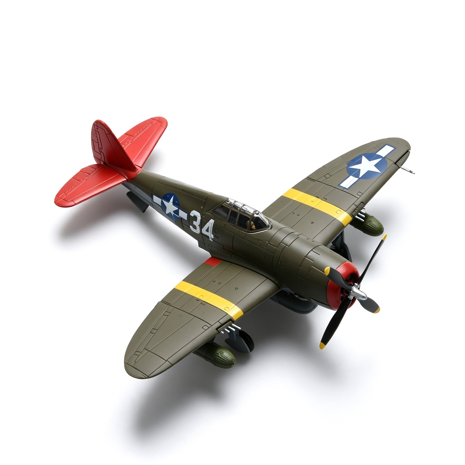 USAAF P-47D Thunderbolt Fighter Diecast Model 1/72 Olive Paint Red Nose Display