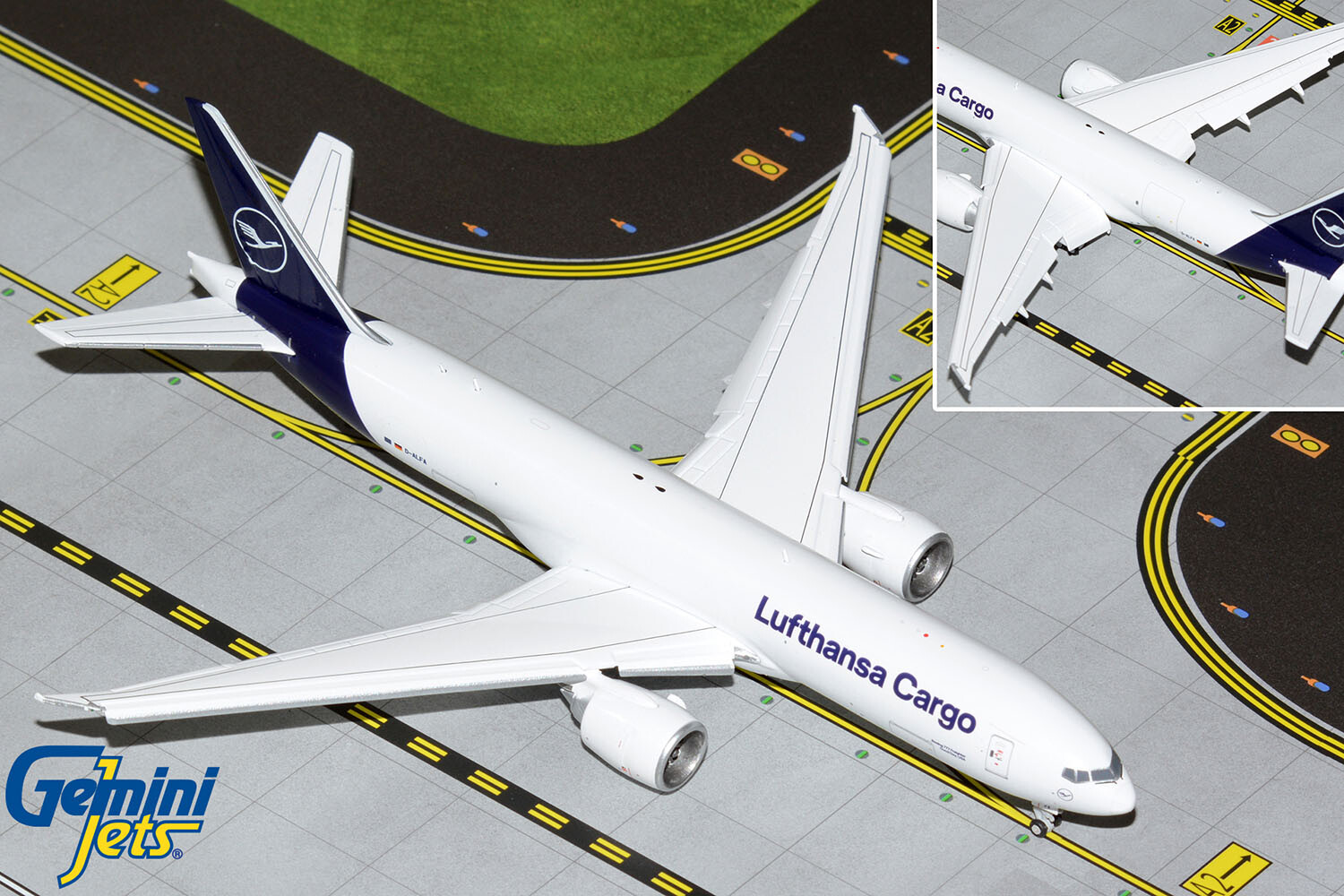 Lufthansa Cargo Boeing 777F Flaps Down D-ALFA Gemini Jets GJDLH2126F Scale 1:400
