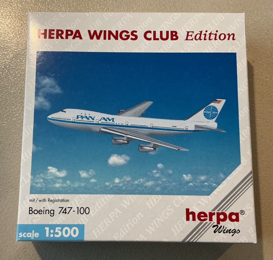 Herpa Wings 1:500 511834 Herpa Wings Club Edition Pan Am Boeing 747-100