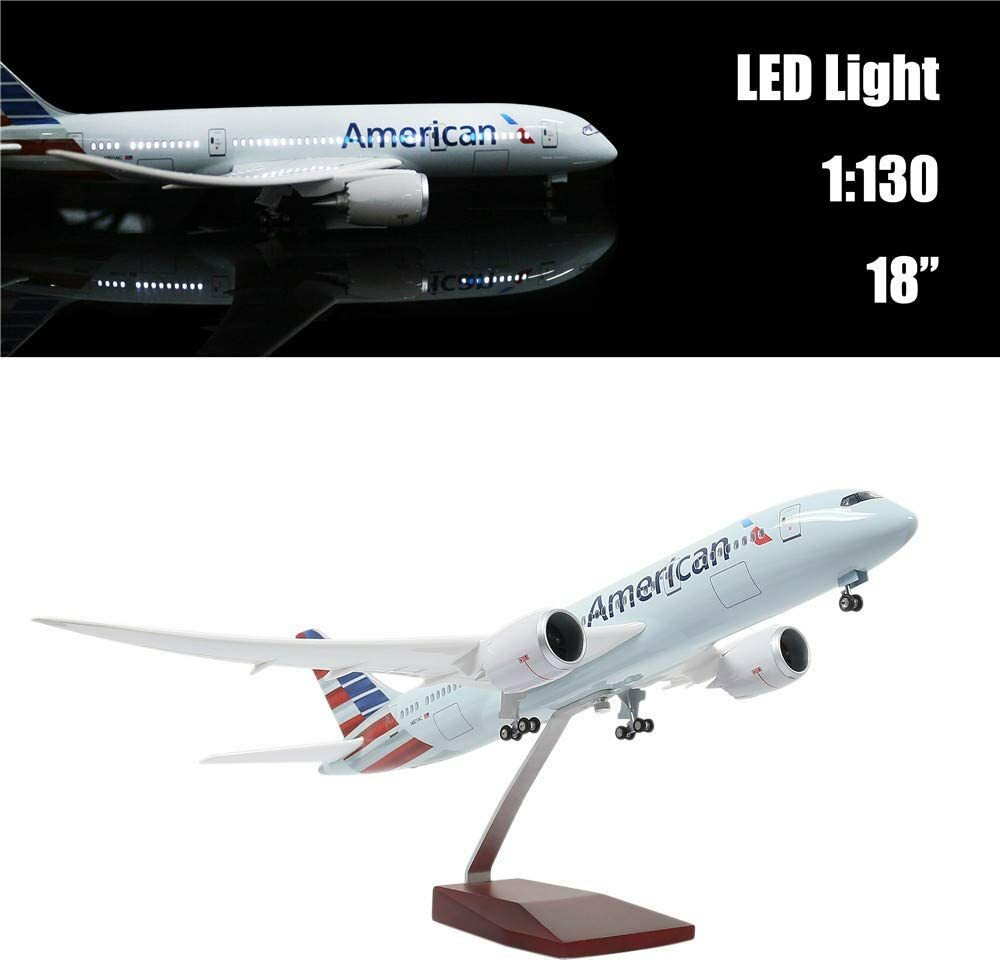 1:130 Airplane American Boeing 787 Plane Model Diecast with LED Light Collection
