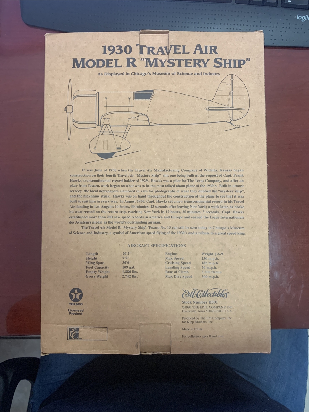 Wings of Texaco 1930 Travel Air Model R Mystery Ship Replica NIP VTG diecast