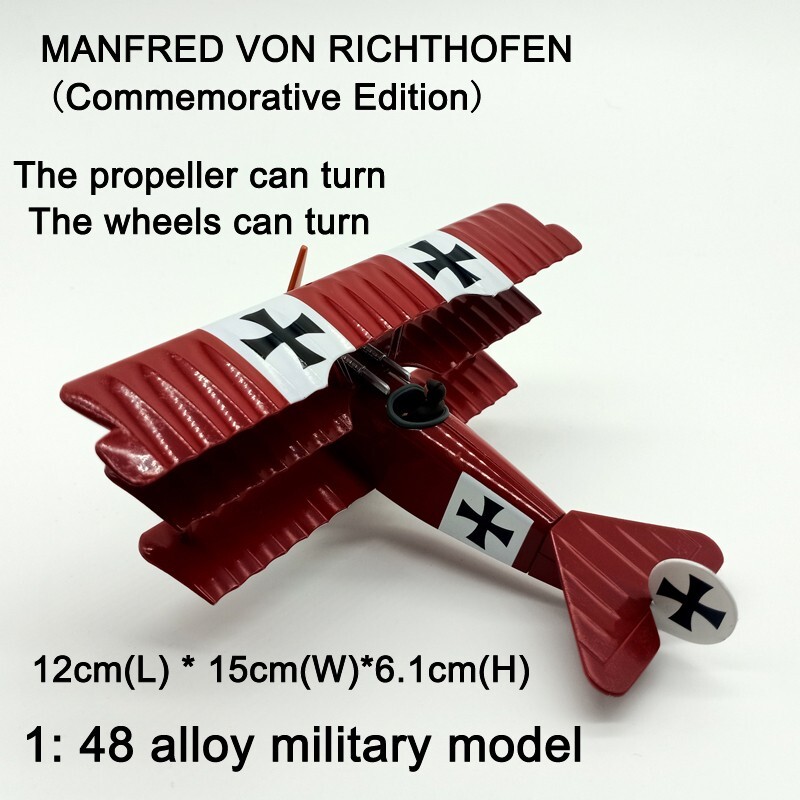1:48 Scale Alloy Diecast Military Model World War I Fokker Dr.1 Triplane Fighter