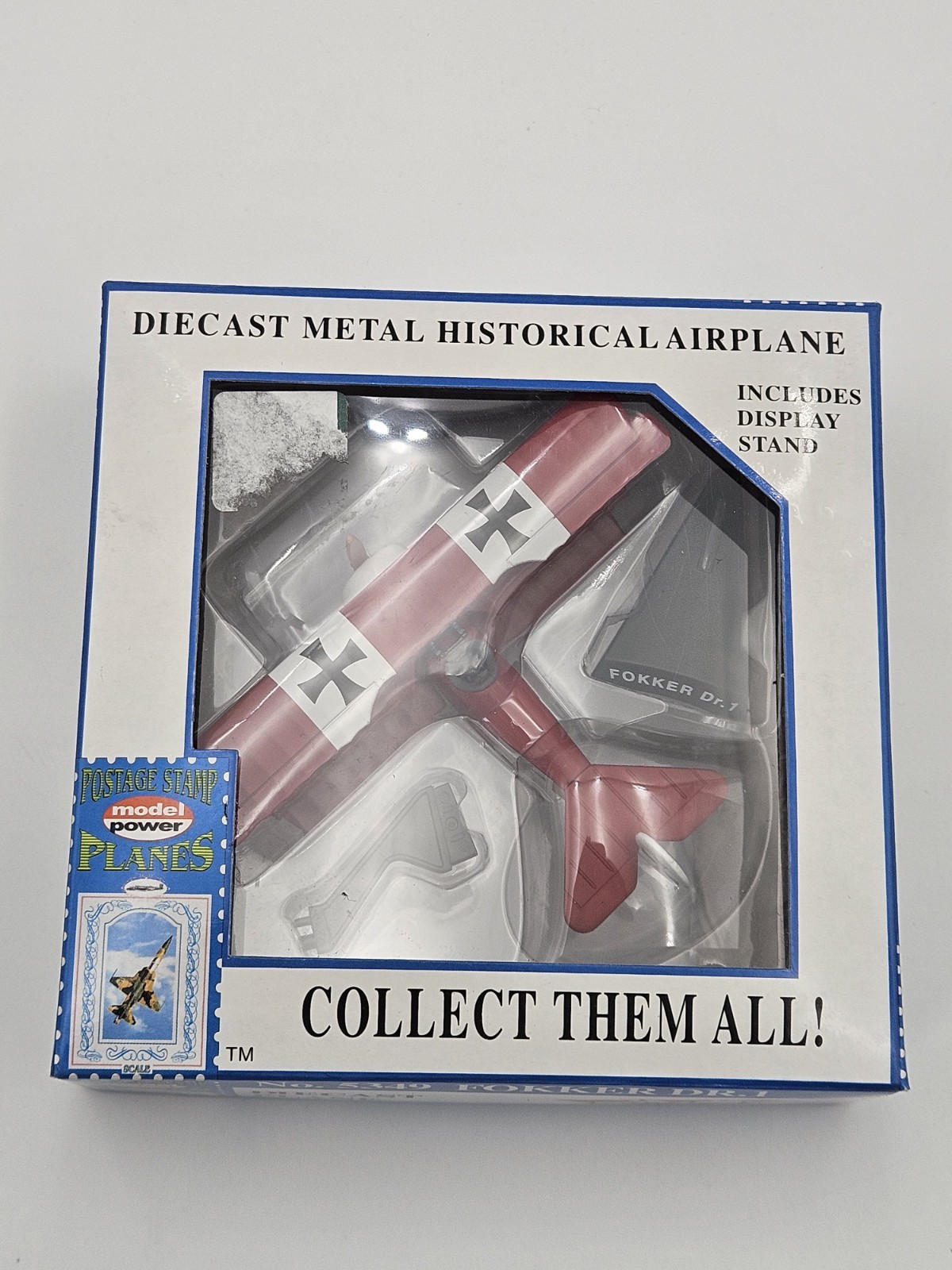 Model Power Postage Stamp Planes Fokker DR1 Diecast Airplane w/ Stand NIB
