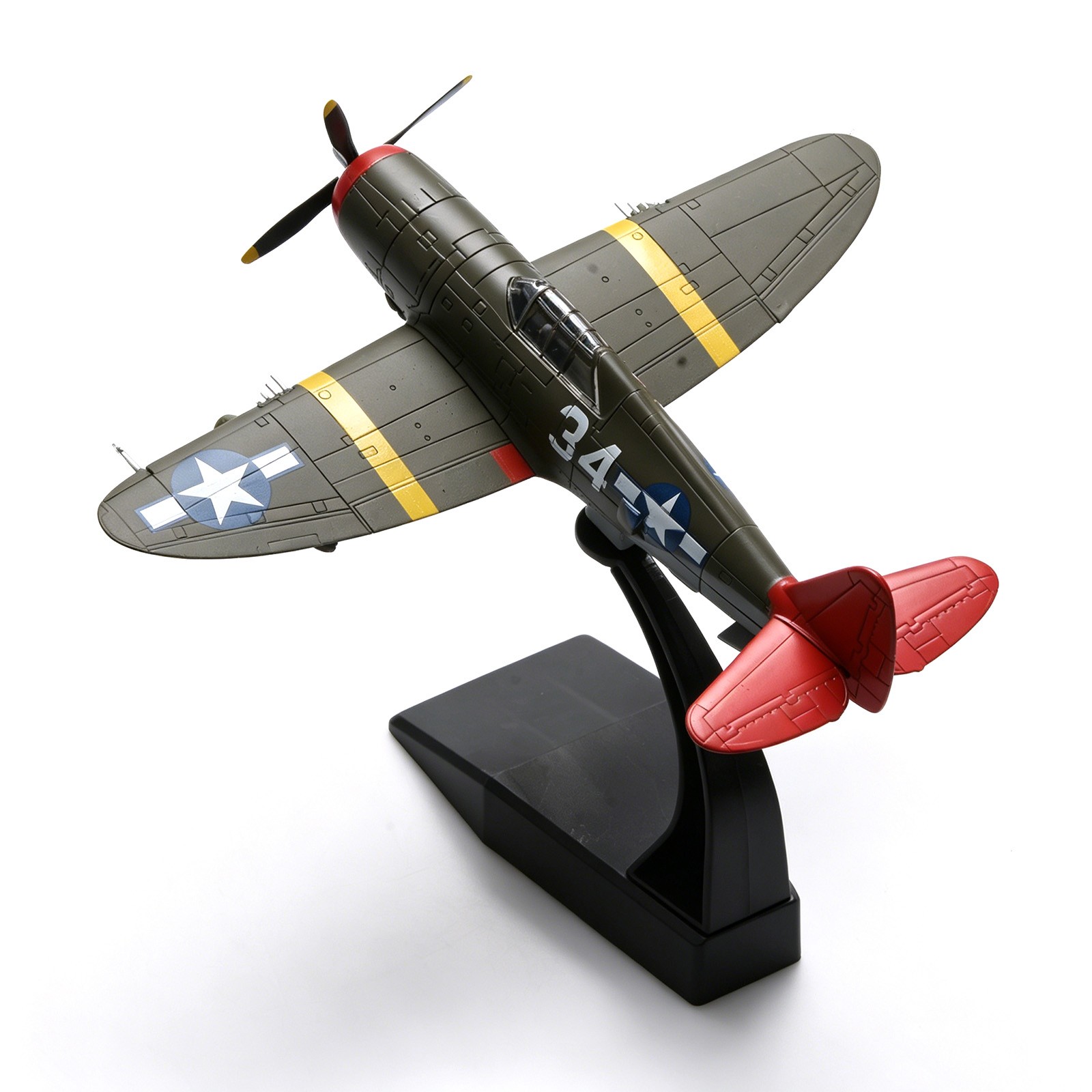 USAAF P-47D Thunderbolt Fighter Diecast Model 1/72 Olive Paint Red Nose Display