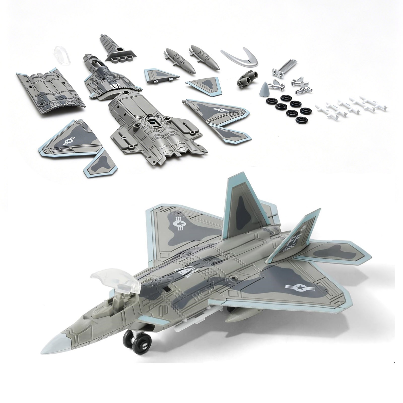 1/100 Scale F-22 Raptor Stealth Fighter Building Blocks Kit Camouflage Pattern