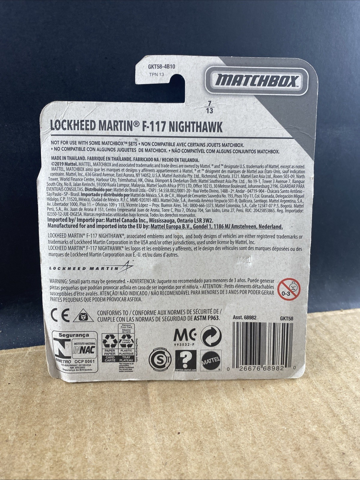 Matchbox Lockheed Martin F-117 Nighthawk 7/13, 1/64, MULTIPLE ITEMS SHIP $1