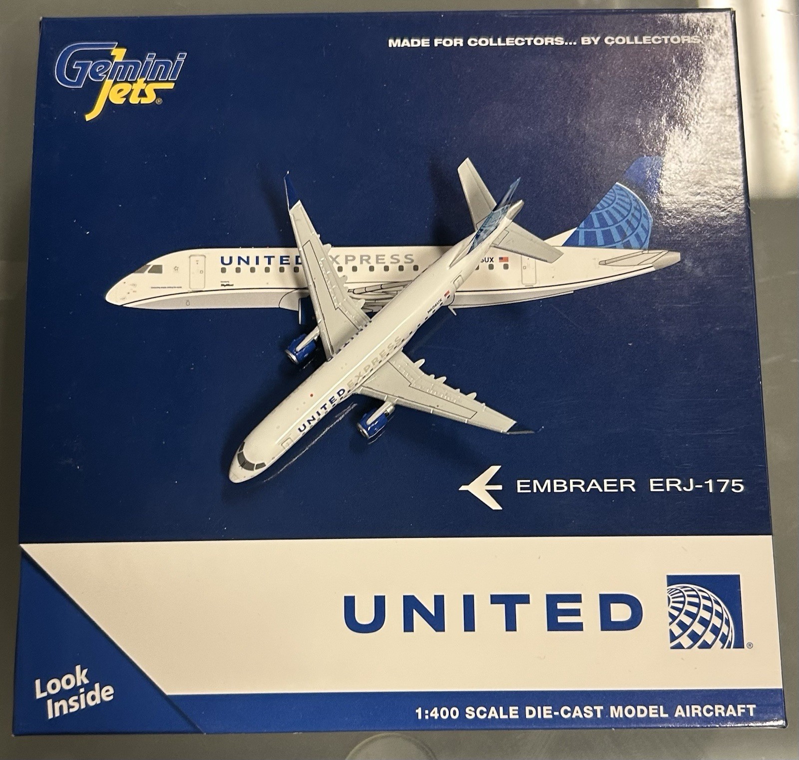 Gemini Jets E-175 United Evo Blue Livery N606UX 1:400 (Good Condition)