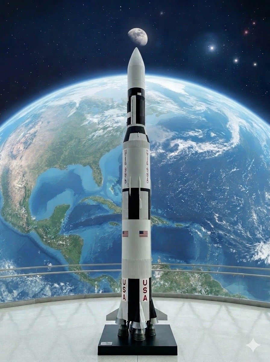 Rare 2010 Dragon 56216-03 Scale 1/400 SPACELAB SATURN V ROCKET Diecast/ Moon Dem